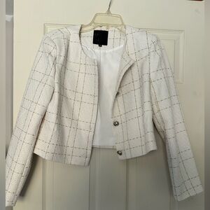 Chic White Plaid Women's Blazer